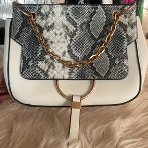 White and snake print crossbody